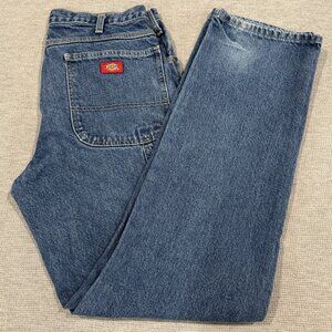 Dickies Carpenter Jeans Mens Size 34 x 34 Relaxed Fit Cotton Denim Mid Rise Blue